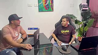 Slutty secretary fired then promoted with anal creampie and cum swaps from daddy