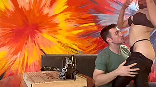 Muscular Latina with Small Waist Fucks Pizza Delivery Boy Hard