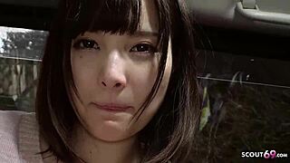 pov petite japanese teen gives first blowjob to old man