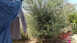 kinky nippleringlover mom flashes pierced pussy and nipples outdoors