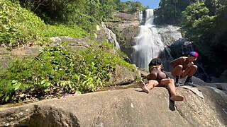 amateur behind the scenes with skinny black brazilian teen slut outdoors