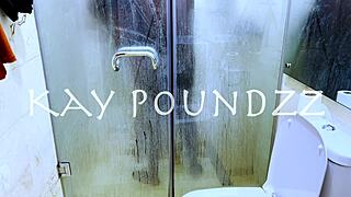 steamy couple bangs hard with big black cock in shower