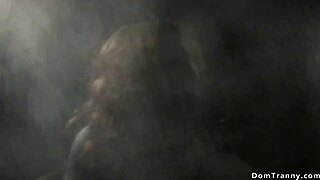 i'm tormented by this shemale's cock in kinky bondage play