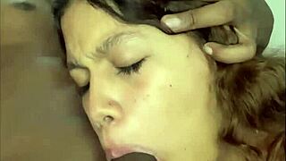 A pretty skinny teen rides big cock doggystyle to creampie in tight pussy before rough face fucking