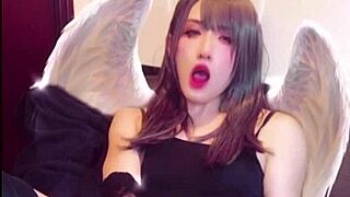 Angel Ladyboy Stocks Grows Cock Masturbating Live!