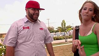 ashley jensen gapes milf pussy bent over deepthroats cum in fishnets