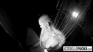 i's jezebelle bond getting steamy in the shower masturbating my big tits nude