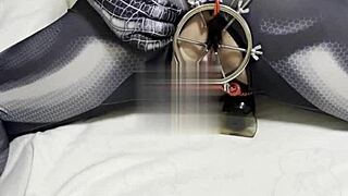 spider venom cosplay suit for anal hole training and hardcore assfucking