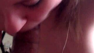 Blowjob followed by pussy riding on interracial cock