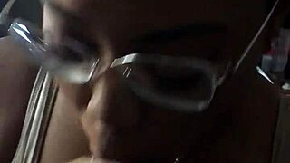 Sloppy Deepthroat on Massive Black Cock with Glasses and Big Tits