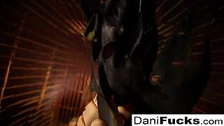 Dani Daniels masturbates in cage