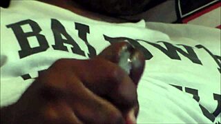 fat black cock cumming in slow motion detailed view