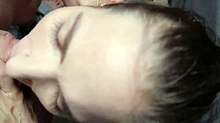 Cheating wife deepthroats delivery driver's cock for cum