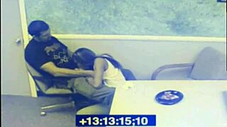 this black babe got caught giving a blowjob in the office on cam