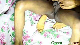 African couple checks into hotel for shaved pussy fucking and dildo orgasm