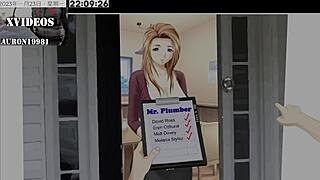 Erotic plumber rides big cock cowgirl style