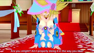 what dark secrets hide in this temple where a maga gets fucked with blowjob and cumshot in hentai style?