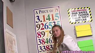 Stepsister Tugging Dick Hard in Classroom!