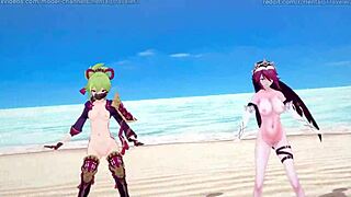 genshin impact mmd rockabye rosaria kuki shinobu in 3d anime