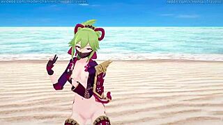 genshin impact mmd rockabye rosaria kuki shinobu in 3d anime