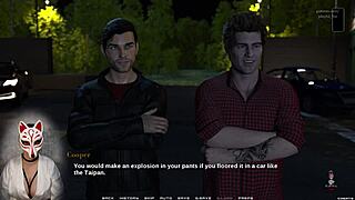 Busty gamer girl navigates race of life episode 6 in a porn-themed game.