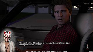 Busty gamer girl navigates race of life episode 6 in a porn-themed game.