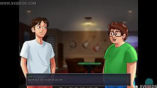 Summertime saga episode 55 starts with a party roleplay in college setting.