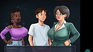 Summertime saga episode 55 starts with a party roleplay in college setting.