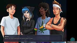 Summertime saga episode 55 starts with a party roleplay in college setting.