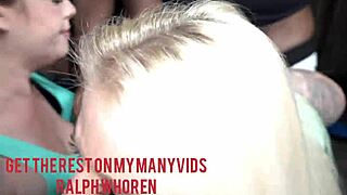 Two big tit pawgs suck and blow three big black cocks.