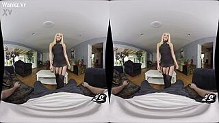 Blonde AJ Applegate Gives Shaved Pussy Blowjob in Wankzvr GFE