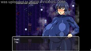 Brunette hottie Izumi gets creampied by a horny man in hentai game