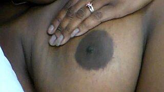 Black babe uses dildo for webcam debut