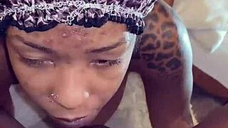 Don't you love watching his big black cock cum on my ebony tits?