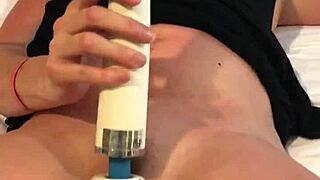 Cum slut feels intense orgasm from Hitachi