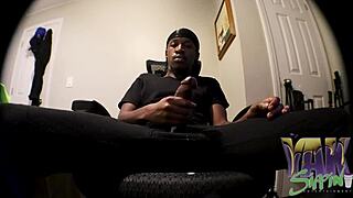 Black gay amateur shows off his big dick in solo video