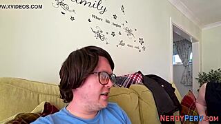 Amateur girl tit-fucks nerd's cock 😏