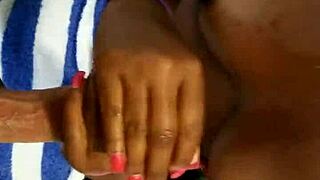 summer knight is givin a sloppy handjob in this video