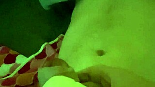 Using magic wand on husband's cock to make him cum.