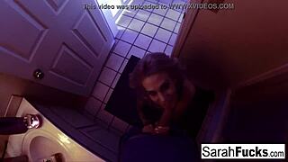 sarah jessie gives bj in bathroom