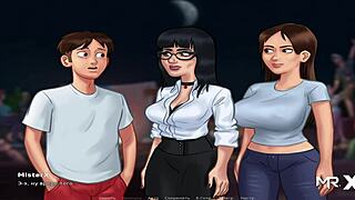 Old classmates dancing on the rooftop in Summertime Saga e2 76! 😊