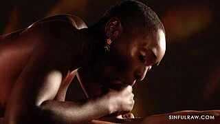 Ebony pornstar in interracial rough scene