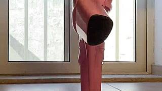Hey, can you picture me strutting in pink boots? They're pure erotic fantasy on these tall heels!