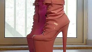 Hey, can you picture me strutting in pink boots? They're pure erotic fantasy on these tall heels!
