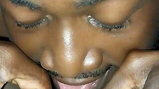 She gives a blowjob while showing off her big ass