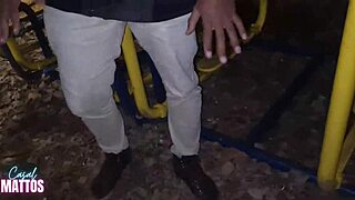 Nicoly Mattos and Lukas Zaad Sucking Motoboy Cocks in Public Square for Cumshots