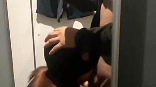 Horny filipina risks sucking and fucking in a public changing room