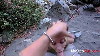 Blonde teen 18+ fucks outdoors 😍