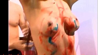 Skinny Asian babe with big tits enjoys rough sex and creampie