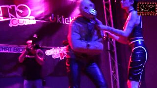 Mistress Minerva and Luis Pardo at erotic festival in Reus.